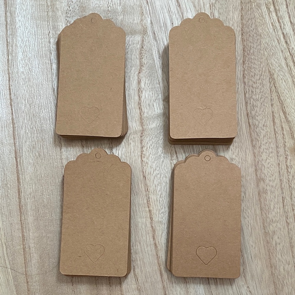 Set of 80 Heart Gift Tags with Jute Twine Spool
